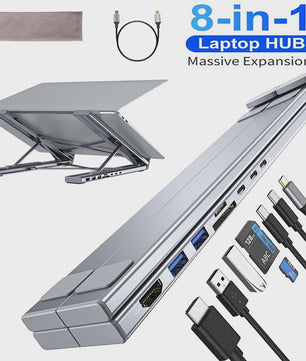 8-in-1 USB-C Laptop Stand & Docking Station - Universele Hub met HDMI & PD