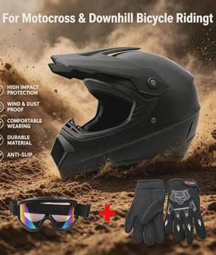 Volledig Gelaats Integraalhelm voor Motocross, ATV & Downhill Fietsen - Inclusief Goggles en Handschoenen