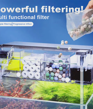 Multifunctioneel Aquarium Filter met Waterval & 4-Traps Filtratie - Stil & Zuurstofrijk