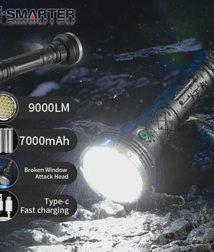 Krachtige Oplaadbare LED Zaklamp 9000LM - Super Helder, Lange Afstand, Tactisch & Camping