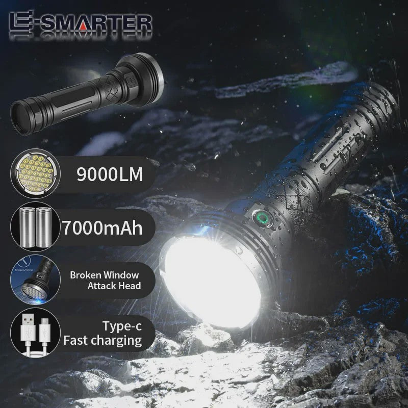 Krachtige Oplaadbare LED Zaklamp 9000LM - Super Helder, Lange Afstand, Tactisch & Camping