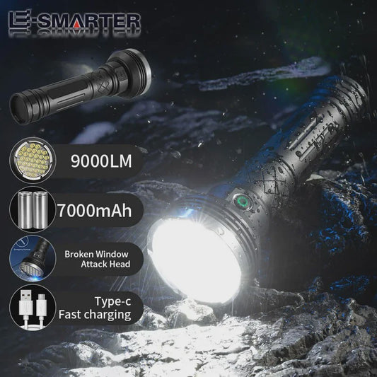Krachtige Oplaadbare LED Zaklamp 9000LM - Super Helder, Lange Afstand, Tactisch & Camping