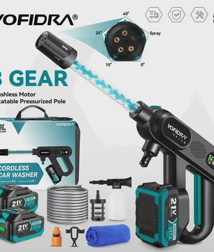 YOFIDRA 220Bar Accu Hogedruk Autowas Spuitpistool - Borstelloze Motor, 3 standen, voor Makita 21V Batterij