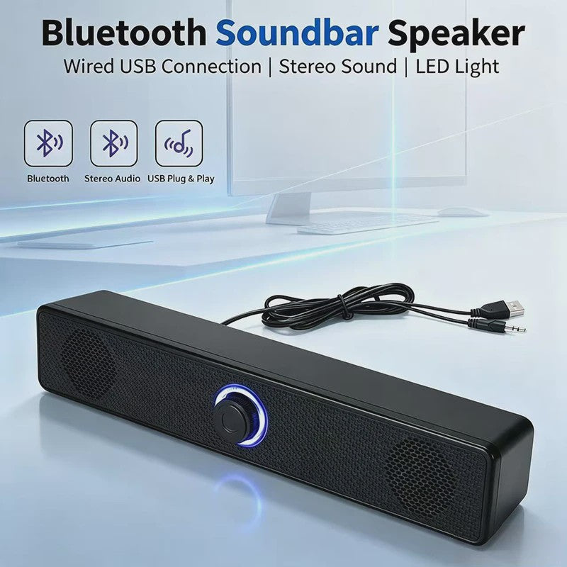 Draadloze Bluetooth Soundbar Speaker voor PC, TV en Laptop - 4D Stereo Geluid