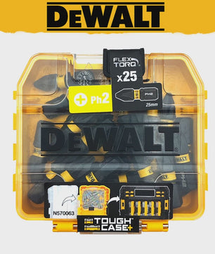 DEWALT DT70555T 25mm PH2 Impact Schroefbits Set (25 Stuks) met Magnetische Grip en Tough Case