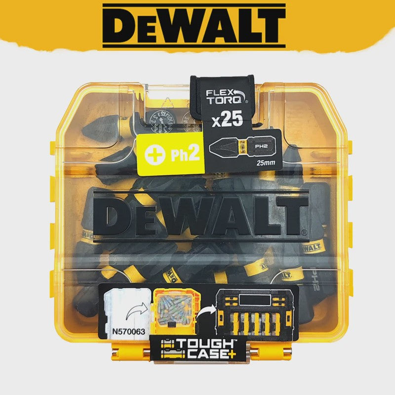 DEWALT DT70555T 25mm PH2 Impact Schroefbits Set (25 Stuks) met Magnetische Grip en Tough Case