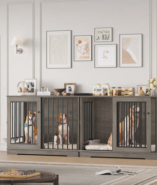 XXL Hondenbench 120cm Metaal & Hout - Stijlvolle en Ruime Hondenkooi voor Grote Honden