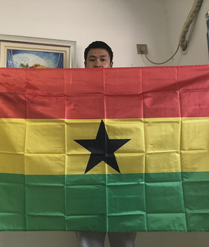 Ghana Vlag 150x90cm - Hoge Kwaliteit Polyester, Dubbelzijdig Bedrukt