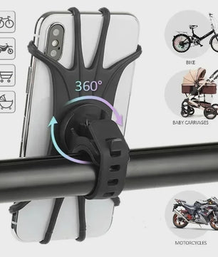 Universele Siliconen Telefoonhouder voor Fiets, Motor & Kinderwagen - Verstelbaar & Antislip