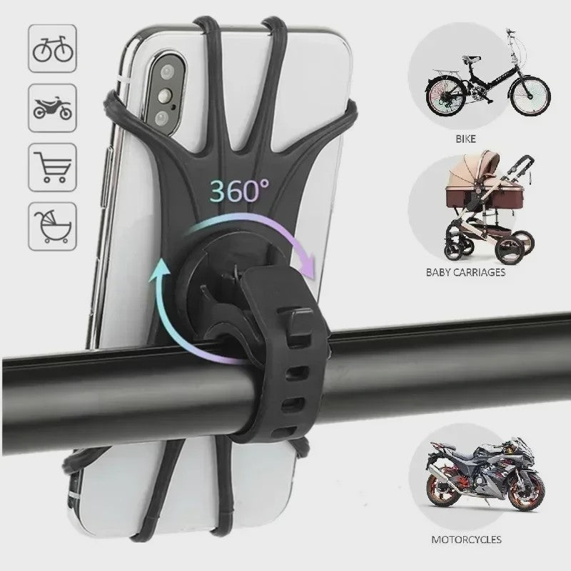 Universele Siliconen Telefoonhouder voor Fiets, Motor & Kinderwagen - Verstelbaar & Antislip