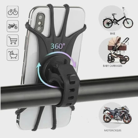 Universele Siliconen Telefoonhouder voor Fiets, Motor & Kinderwagen - Verstelbaar & Antislip