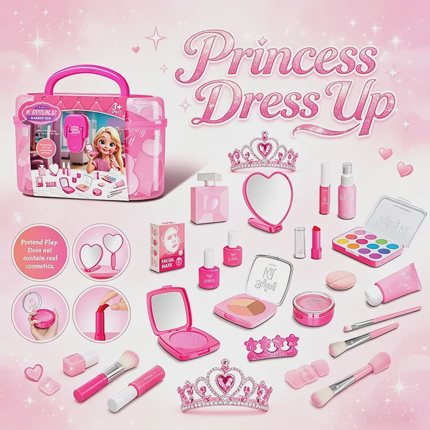 Prinsessen Speel Make-Up Set voor Kinderen - Faux Manicure, Lip Color & Eye Shadow Speelgoed