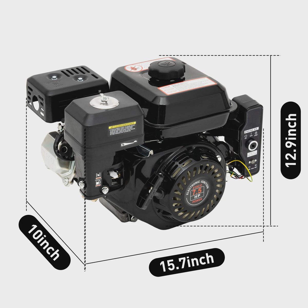 Krachtige 7.5HP 4-Takt Benzinemotor (212cc) met Elektrische Start & 3600 RPM - Industriële Kwaliteit Go-Kart Motor
