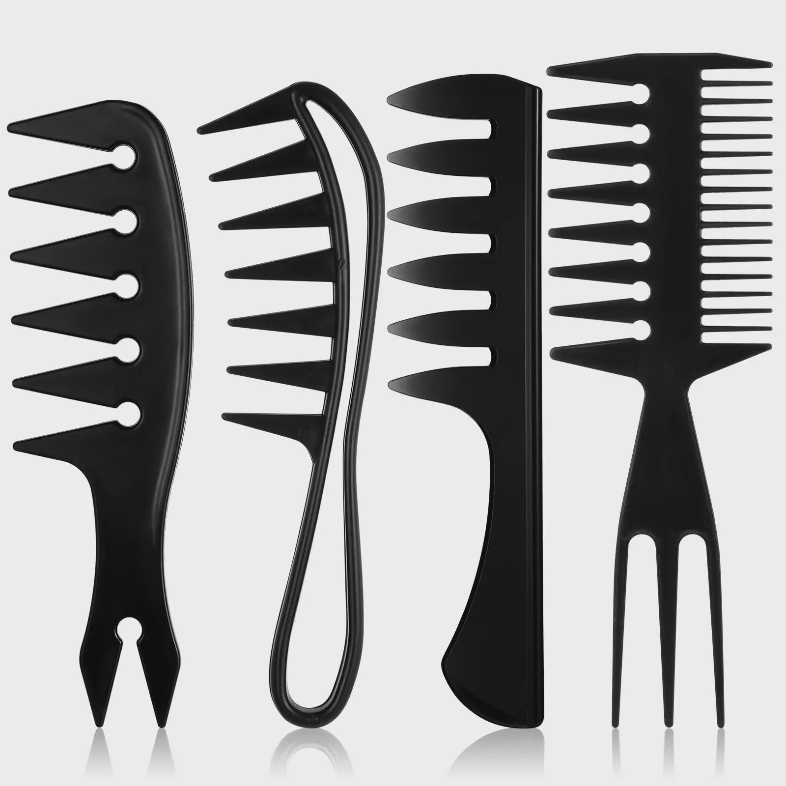 4-delige Heren Styling Kam Set - Brede Tanden, Anti-statisch voor Perfect Haar