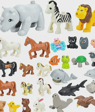 Grote Bouwstenen Dierenpark & Boerderij Figuren - Compatibel met Duplo