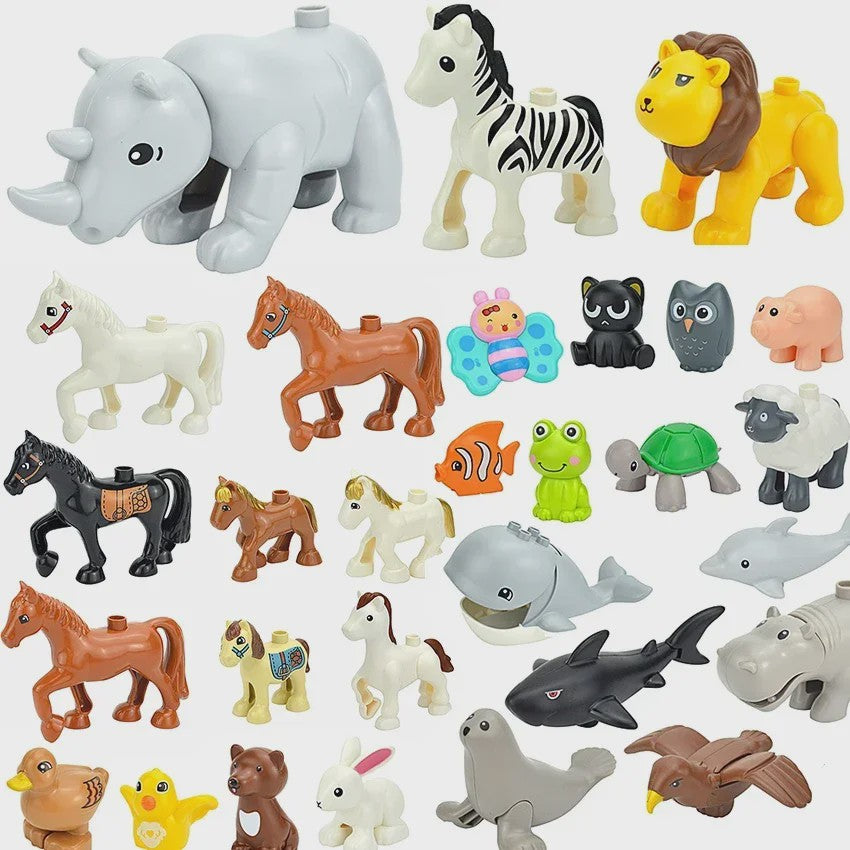 Grote Bouwstenen Dierenpark & Boerderij Figuren - Compatibel met Duplo