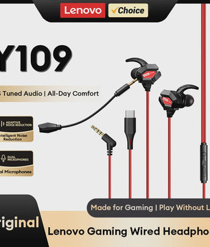 Lenovo Y109 Gaming Headset: Bedrade Oordopjes met Microfoon voor PC, PS4, Switch & Mobiel