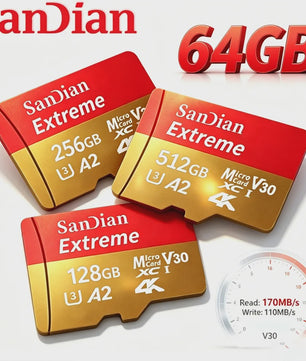 SanDian Extreme Micro SD Kaart - Hoge Snelheid UHS-I U3 V30 A2 - 32GB tot 512GB