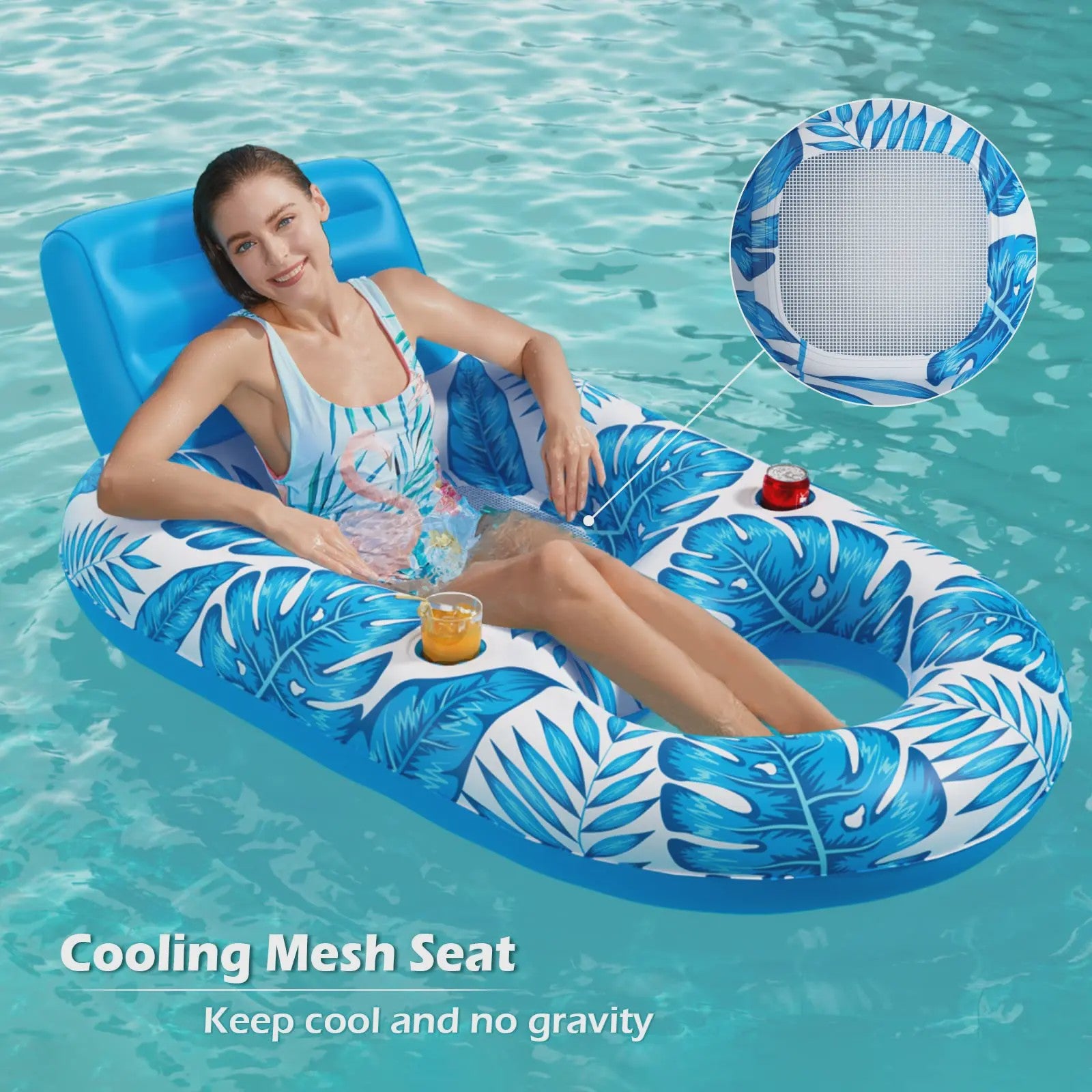 Opblaasbare Zwembad Lounger voor Volwassenen - Comfortabele Waterstoel met Bevestigingspunten