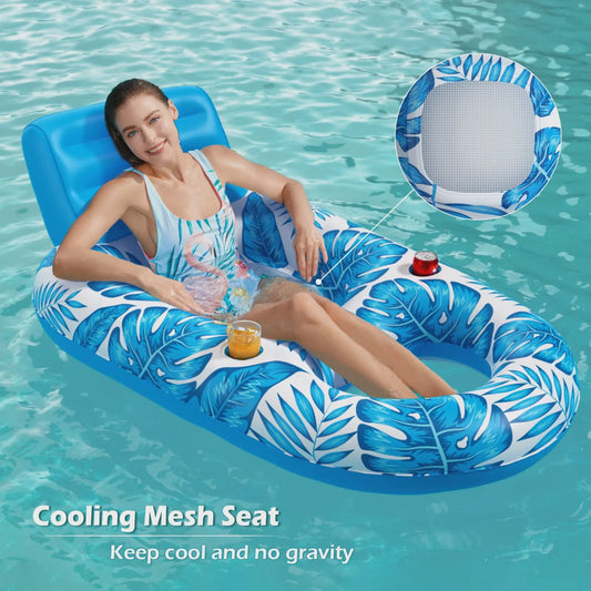 Opblaasbare Zwembad Lounger voor Volwassenen - Comfortabele Waterstoel met Bevestigingspunten