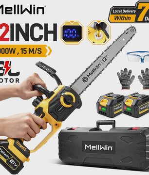 Mellwin 12-Inch Accu Kettingzaag - Krachtig 3000W Brushless, Automatische Olie Systeem