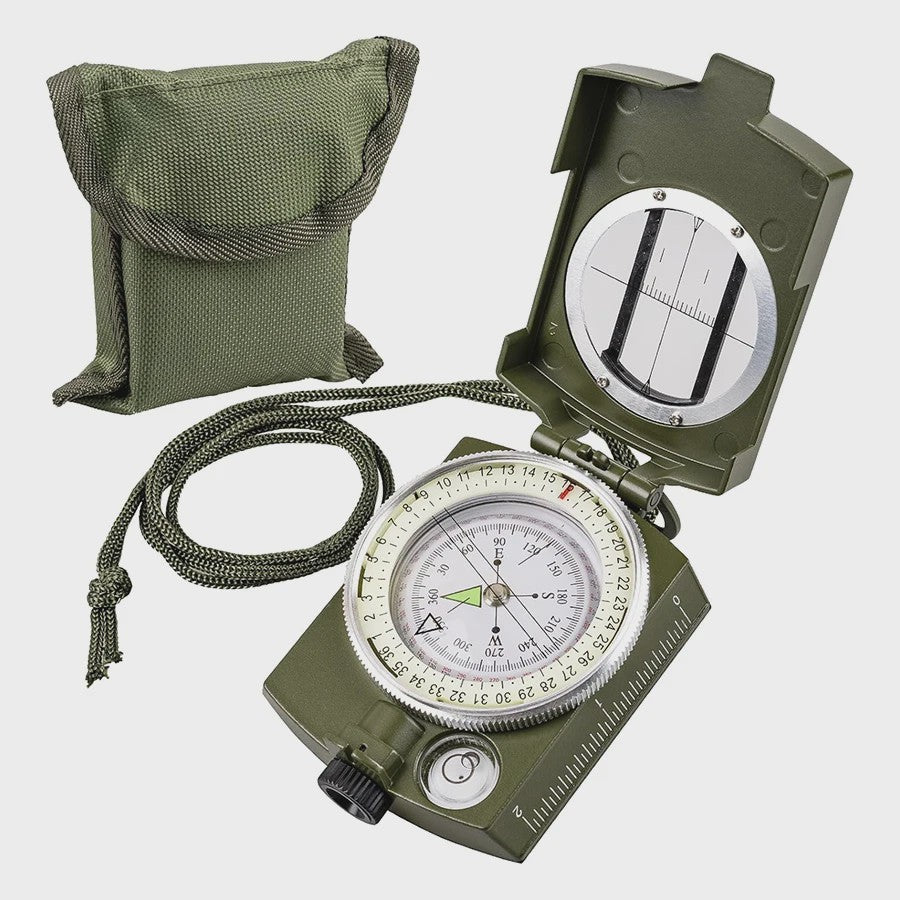 Waterdichte Tactische Kompas met Richtkijker, Karabijn & Pouch - Ideaal voor Militaire Wandelingen