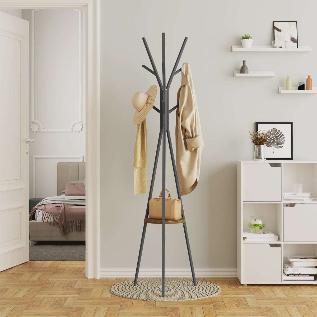 Kapstokboom met 9 Haken en Plank - Stijlvol en Functioneel