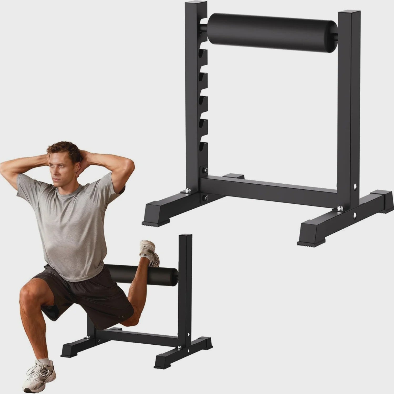 Heavy Duty Bulgarian Split Squat Stand - 350 LBS Capaciteit, 6-Niveau Hoogteverstelling voor Krachttraining Thuis