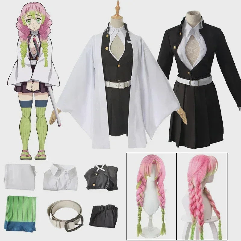 Kanroji Mitsuri Cosplay Kostuum: Kimono, Haori, Jurk & Pruik - Demon Slayer