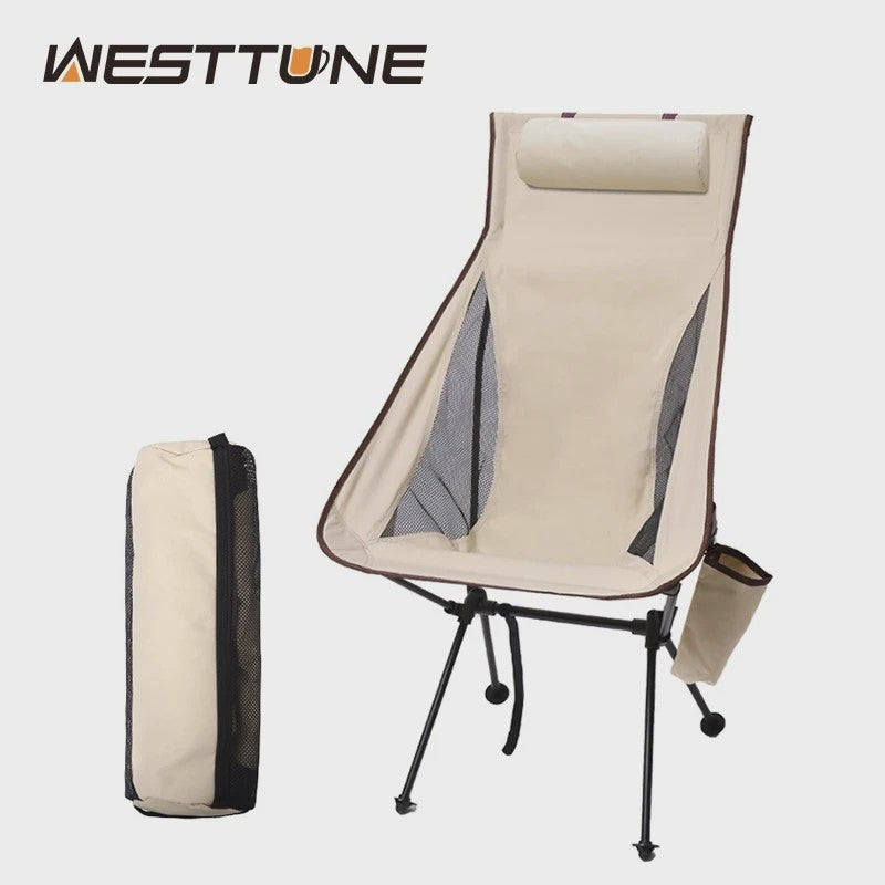WESTTUNE Opvouwbare Campingstoel met Hoofdsteun - Lichtgewicht Aluminium Outdoor Stoel