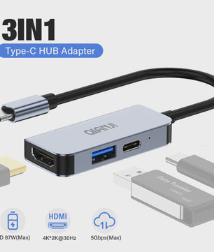 USB-C Hub met HDMI, 100W PD Opladen & USB 3.0 Poort - Universele Adapter