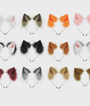 Handgemaakte Pluizige Dierenoren Hoofdband - Kat & Vos Oortjes voor Cosplay & Feest