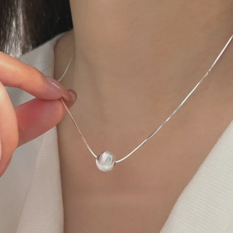 Eenvoudige 925 Sterling Zilveren Ketting met Kralen Hanger - Stijlvol Dames Sieraad