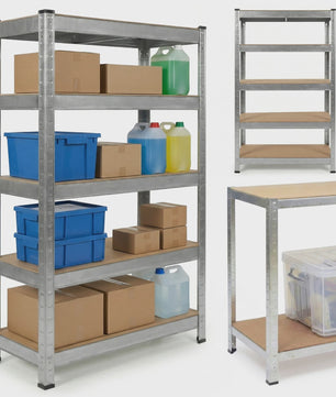 Robuust Metalen Garagerek met 5 Verstelbare Legborden - 180x90x40 cm - 875 kg Draagkracht - Zilver