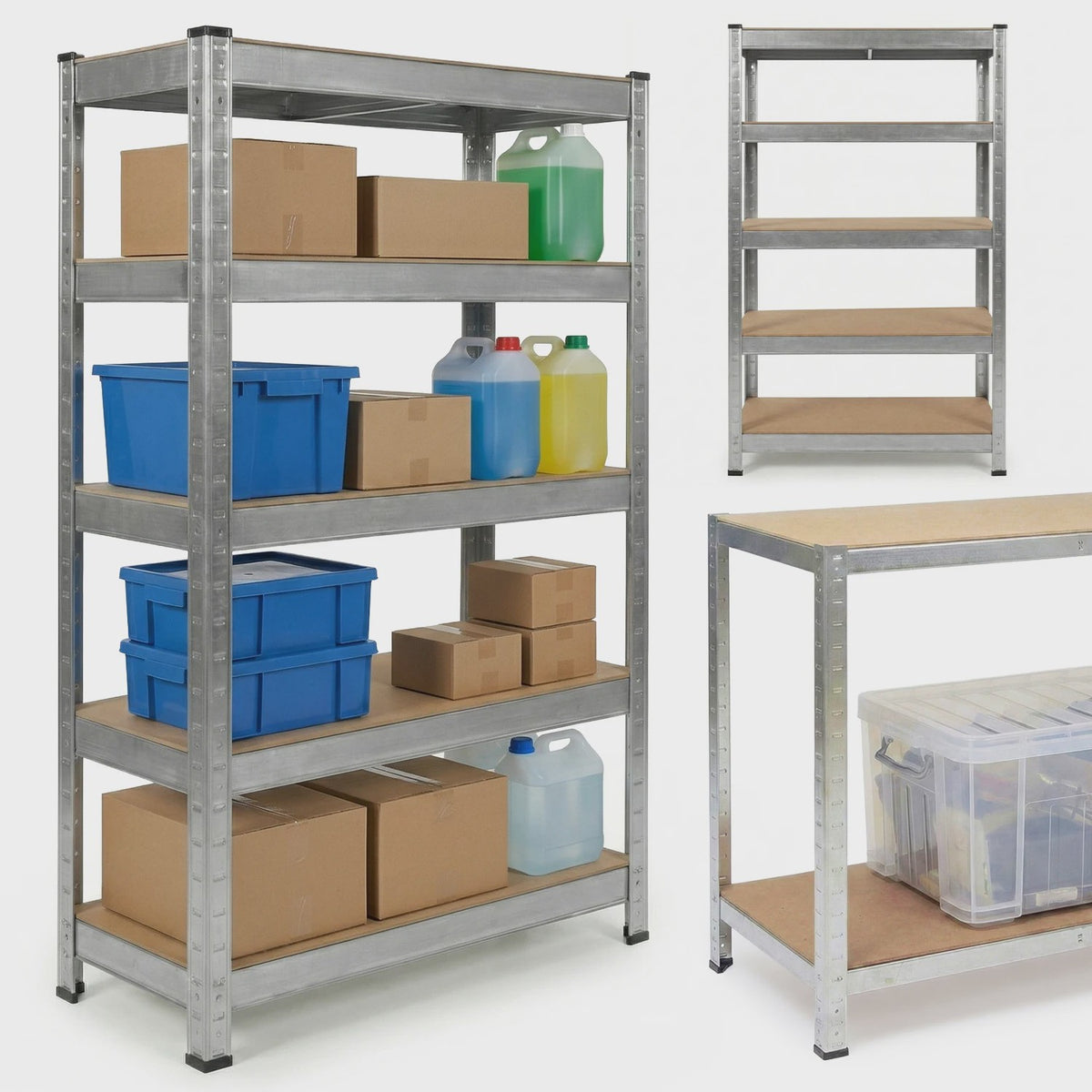 Robuust Metalen Garagerek met 5 Verstelbare Legborden - 180x90x40 cm - 875 kg Draagkracht - Zilver