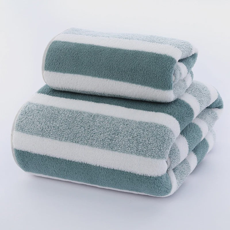 Zachte Gestreepte Handdoek & Badhanddoek Set - Sneldrogend en Absorberend