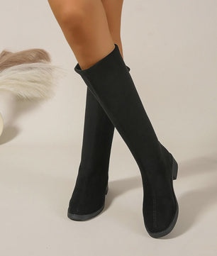Winter Round Toe Sexy and Comfortable Suede Low Heeled Boots, Fashionable New Style, Elegant Fashion Show Knight Boots for Women