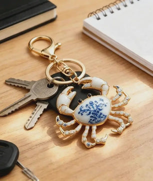 Unieke Krab Sleutelhanger - Stijlvolle Oceaan Dieren Hanger met Karabijnsluiting