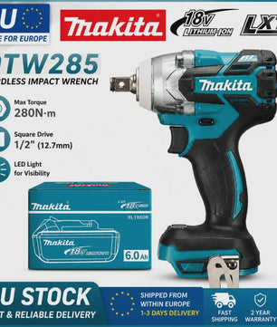Makita DTW285 18V Accu Slagmoersleutel Borstelloos 330 Nm + 6.0Ah Batterij