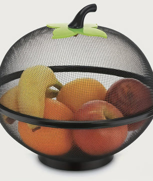 Appelvormige Metalen Fruitmand met Gaasdeksel - Roestvrij & Ventilerend