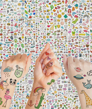 Tijdelijke Tattoos voor Kinderen en Volwassenen: 60 Vel met 1000+ Leuke Cartoon Dieren, Zeemeerminnen & Unicorns