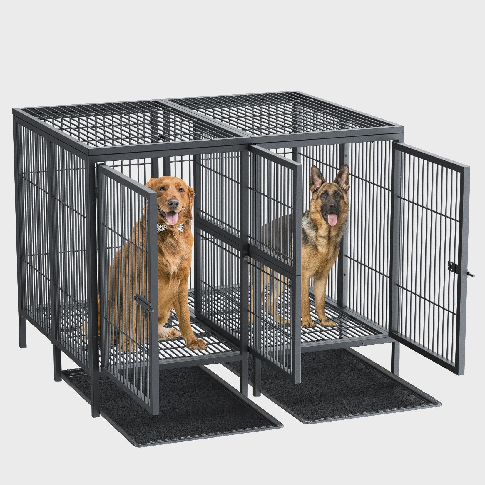 Heavy Duty Hondenbench 52 Inch Extra Groot Metaal met Uitneembaar Tussenschot - Trainingskennel & Speelpen