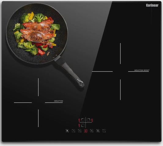 Karinear 60cm Inductie Kookplaat - 3 Zones, 5200W, Touch Control & Veiligheidsslot