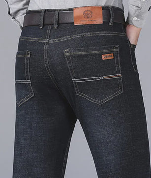 Heren Jeans | Zachte Denim Broek | Klassieke Pasvorm | Zwart & Blauw