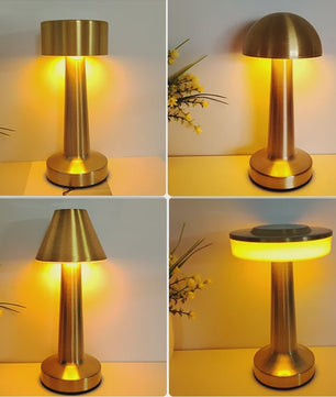 Retro Mushroom LED Tafellamp - Oplaadbaar, Dimbare Sfeerverlichting voor Huis & Camping