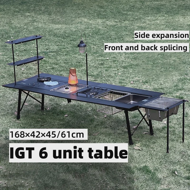 Tryhomy Outdoor Camping IGT Tafel - 6 Unit Aluminium Opvouwbaar BBQ & Picnic Bureau