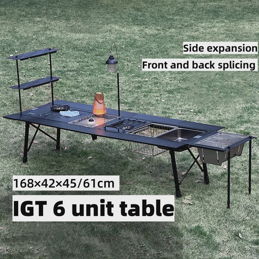 Tryhomy Outdoor Camping IGT Tafel - 6 Unit Aluminium Opvouwbaar BBQ & Picnic Bureau