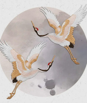 Geborduurde Kraanvogel Patches - Strijk- of Naaibaar voor Kledingdecoratie