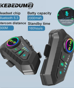 Motorhelm Intercom Systeem - Bluetooth 5.3 Headset voor 2 Motorrijders - 300M Bereik, Waterdicht & Muziek Delen