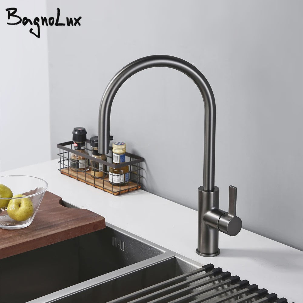 Keukenmengkraan Uittrekbaar - Geborsteld Gunmetal Mat Zwart - Warm & Koud Water